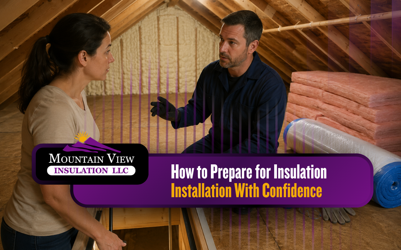 Homeowner learning how to prepare for insulation installation in an attic
