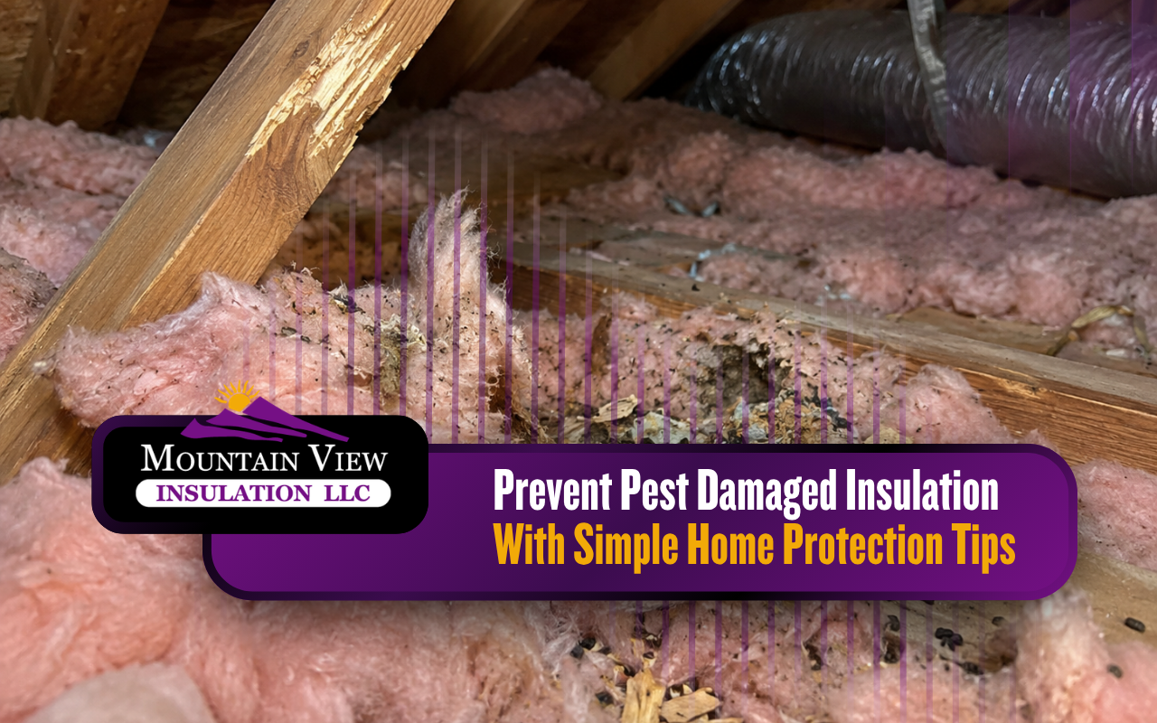Pest damaged insulation in an attic that needs protection from rodents and other pests